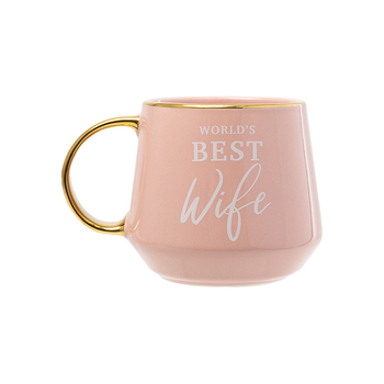 Wedding World's Best Wife Ceramic 13x11cm Mug - Pink