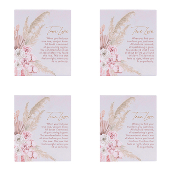 4PK Splosh Ceramic Wedding True Love Verse Plaque 14cm