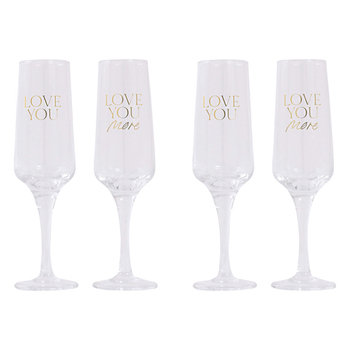2x 2pc Splosh Wedding Love You Wine Glass Set 22cm - Clear