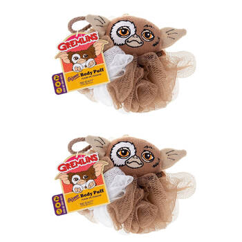 2PK Warner Bros Gremlins Mogwai Gizmo Shower Loofah Body Cleansing Puff Brown