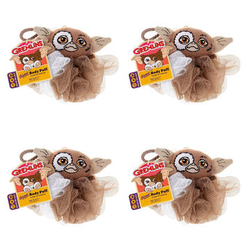 4PK Warner Bros Gremlins Mogwai Gizmo Shower Loofah Body Cleansing Puff Brown