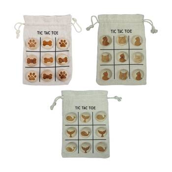 3x 9pc Karson Paw/Whale & Kitty Tic Tac Toe Game Sets w/ Fabric Bags 13x18x1.6cm