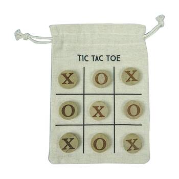 9pc Karson Wooden X & O Tic Tac Toe Game Set w/ Fabric Bag 13x18x1.6cm