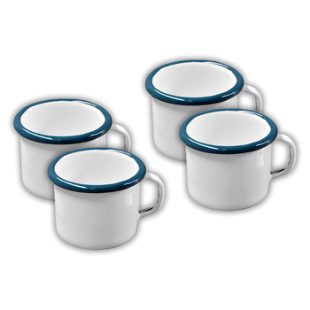 4PK Urban Style Enamel 180ml Coffee Mug w/ Handle White