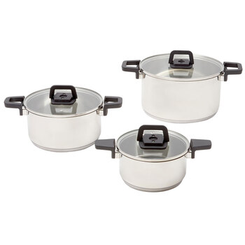 3pc Westinghouse Stackable Stainless Steel Pot & Pan Set