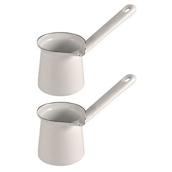 2x Urban Style 125ml Enamelware Turkish 3 Coffee Pot - White