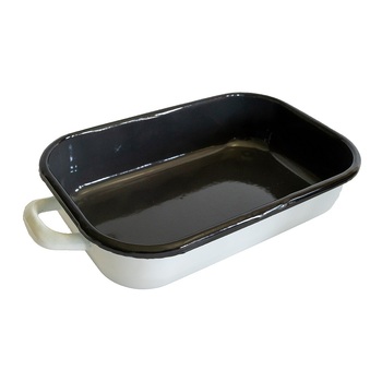 Urban Style Enamelware 2.2L Baking Dish w/ Black Rim - White/Charcoal
