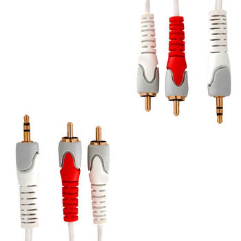 2PK Westinghouse 1.5M Audio Splitter Cable Earphone Jack to 2 x RCA Cable - White