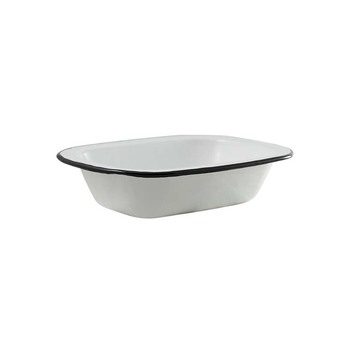 Urban Style Enamelware 24cm Pie Dish w/ Black Rim - White
