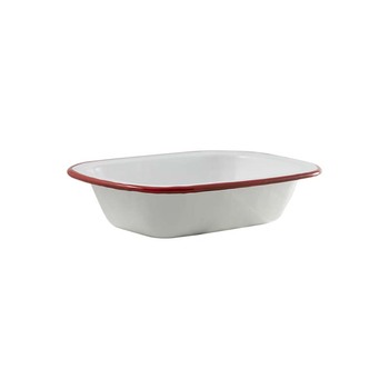 Urban Style Enamelware 24cm Pie Dish w/ Red Rim - White