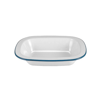 Urban Style Enamelware 24cm Pie Dish w/ Blue Rim - White