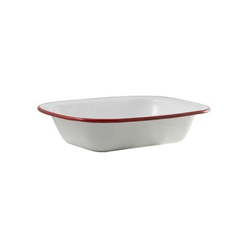 Urban Style Enamelware 26cm Pie Dish w/ Red Rim - White