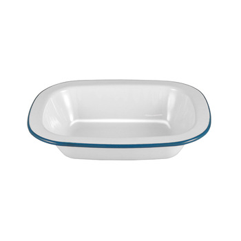 Urban Style Enamelware 26cm Pie Dish w/ Blue Rim - White
