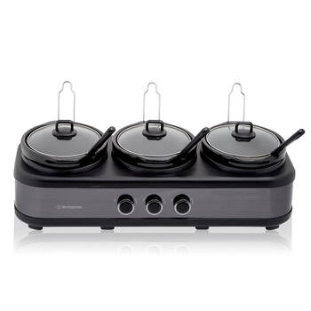Westinghouse 3 X 2.5L Pot Slow Cooker - Black Stainless Steel
