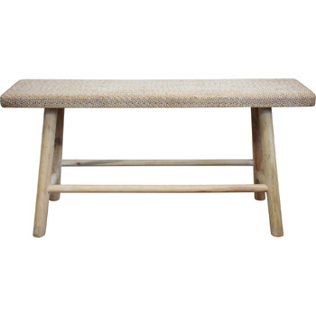 LVD Woven Rattan Timber 92x45cm Stool Bench Rect Furniture - Wash