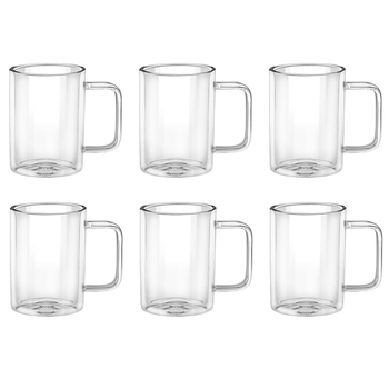 6PK Wilmax England 300ml Thermo Double Wall Glass Cup - Clear