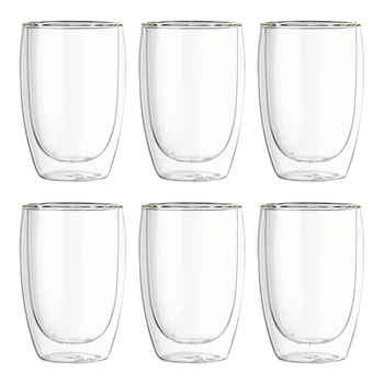 6pc Wilmax England 100ml Thermo Double Wall Glass Cup - Clear