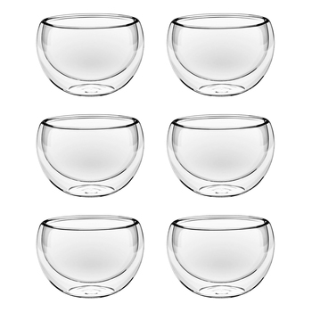 6pc Wilmax England Thermo Glass 120ml Double Wall Bowl - Clear