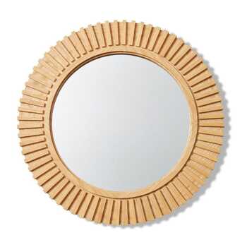 E Style Beckett 60cm MDF/Glass Round Wall Mirror - Brown