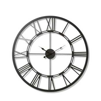 E Style Kingston Metal 70cm Round Wall Clock - Black