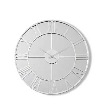 E Style Leighton Metal/Glass 50cm Round Wall Clock - Silver