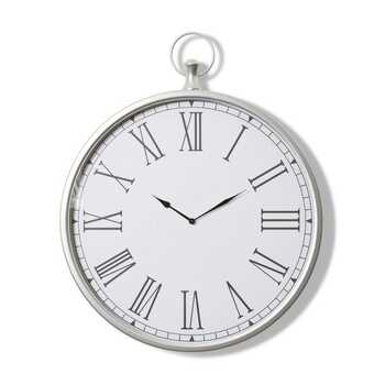 E Style Bentley Metal/Glass 85cm Round Wall Clock - Silver