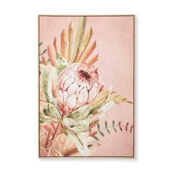 E Style 80x120cm Pink Protea Canvas Wall Art - Pink