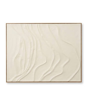 E Style Wavy Hand Painted Abstract Wall Art Hanging Decor 90x120cm - Beige