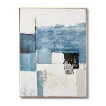 E Style 90x120cm Hand Painted Abstract Wall Art - Blue