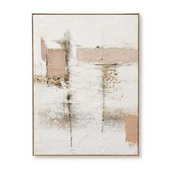 E Style 90x120cm Hand Painted Abstract Wall Art - Beige