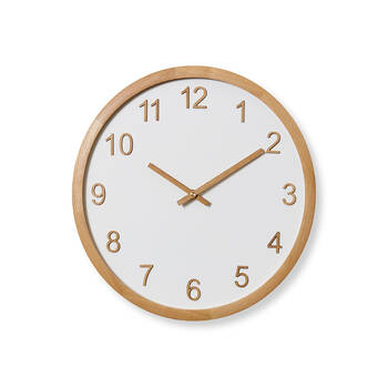 E Style Sienna Wooden Analogue Wall Clock Decor Round 40cm - White/Natural