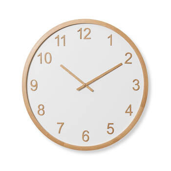E Style Sienna Wooden Analogue Wall Clock Decor Round 60cm - White/Natural