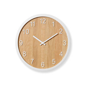 E Style Bryden Wooden Analogue Wall Clock Decor Round 40cm - Natural/White