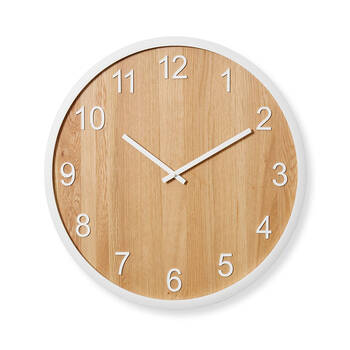 E Style Bryden Wooden Analogue Wall Clock Decor Round 60cm - Natural/White