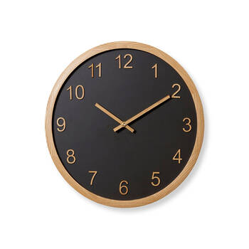 E Style Kaylen Wooden Analogue Wall Clock Decor Round 40cm - Black/Natural