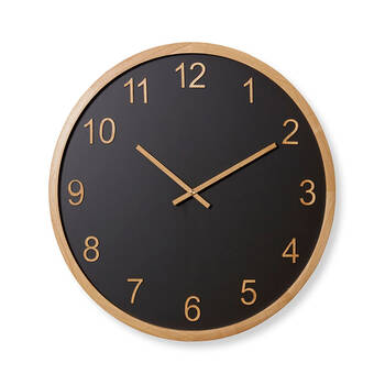 E Style Kaylen Wooden Analogue Wall Clock Decor Round 60cm - Black/Natural