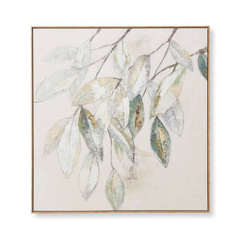 E Style Leafy Hand Painted Abstract Wall Art Hanging Decor 100x100cm Green