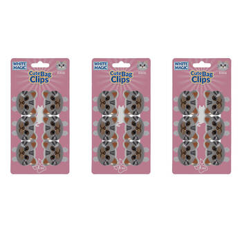 3x 6pc White Magic Cute Tidy Bag Clip Food Saver Sealer Set 4.5cm Bengal