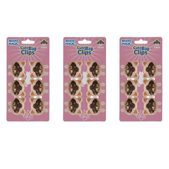 3x 6pc White Magic Cute Tidy Bag Clip Food Saver Sealer Set 4.5cm Birman