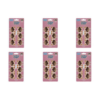 6x 6pc White Magic Cute Tidy Bag Clip Food Saver Sealer Set 4.5cm Birman