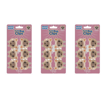 3x 6pc White Magic Cute Tidy Bag Clip Food Saver Sealer Set 4.5cm Burmese