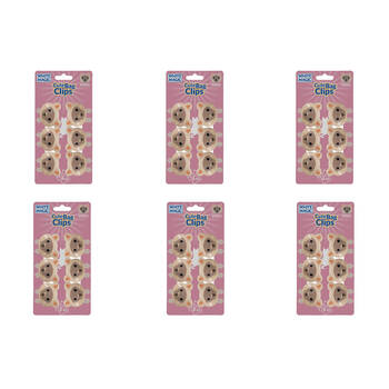 6x 6pc White Magic Cute Tidy Bag Clip Food Saver Sealer Set 4.5cm Burmese
