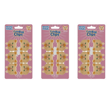 3x 6pc White Magic Cute Tidy Bag Clip Food Saver Sealer Set 4.5cm Persian