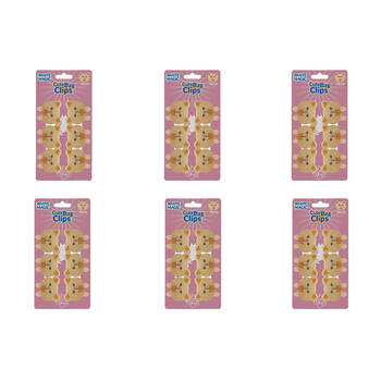 6x 6pc White Magic Cute Tidy Bag Clip Food Saver Sealer Set 4.5cm Persian