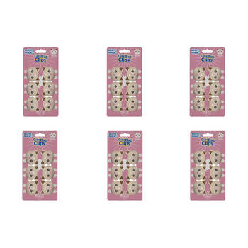 6x 6pc White Magic Cute Tidy Bag Clip Food Saver Sealer Set 4.5cm Ragdoll