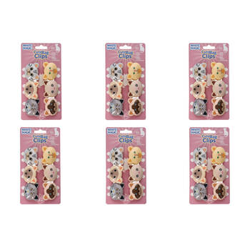 6x 6pc White Magic Cute Tidy Bag Clip Food Saver Sealer Set 4.5cm Cats