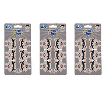 3x 6pc White Magic Cute Tidy Bag Clip Food Saver Sealer Set 4.5cm Siberian Husky