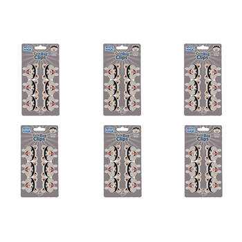 6x 6pc White Magic Cute Tidy Bag Clip Food Saver Sealer Set 4.5cm Siberian Husky