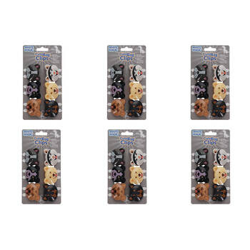 6x 6pc White Magic Cute Tidy Bag Clip Food Saver Sealer Set 4.5cm Dogs
