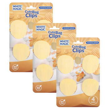3PK White Magic Cute Novelty Bag Seal Clips Potato Chips Design